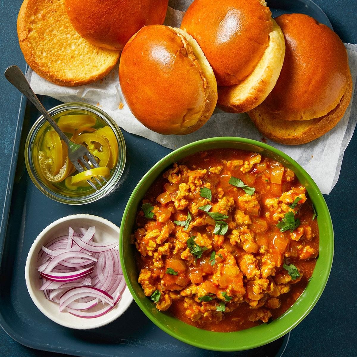 Indian-Style Sloppy Joes (Chicken Keema Pav)